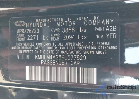 2023 Hyundai Elantra Sel from USA, damaged, VIN KMHLM4AG8PU577829